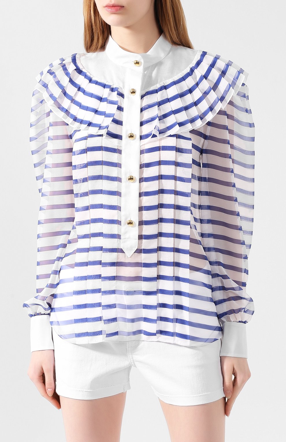 Блузка PHILOSOPHY DI LORENZO SERAFINI голубого цвета по цене 71950 руб., арт. V0236/2150, фото 3 Блузка PHILOSOPHY DI LORENZO SERAFINI, арт. V0236/2150, фото 3