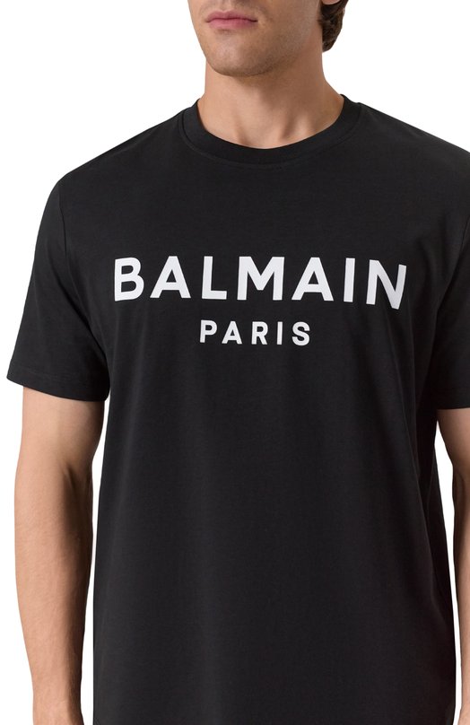 Хлопковая футболка Balmain FH1EG000/BB73 Чёрный  FH1EG000/BB73 Фото 5