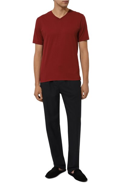 Хлопковая футболка HANRO бордового цвета по цене 9660 руб., арт. 075051, фото 2 Хлопковая футболка HANRO, арт. 075051, фото 2