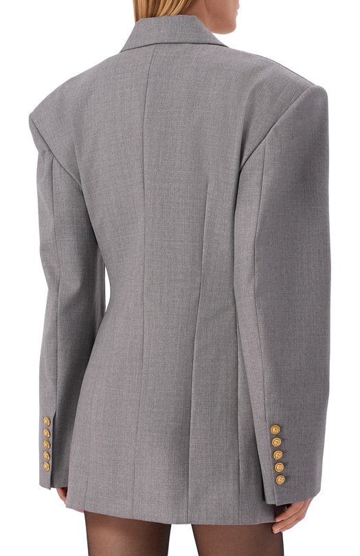 Шерстяное платье Balmain GF1R9409/WD39 Серый  GF1R9409/WD39 Фото 4
