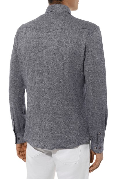 Рубашка изо льна и хлопка BRUNELLO CUCINELLI, арт. MW835B2289, фото 4