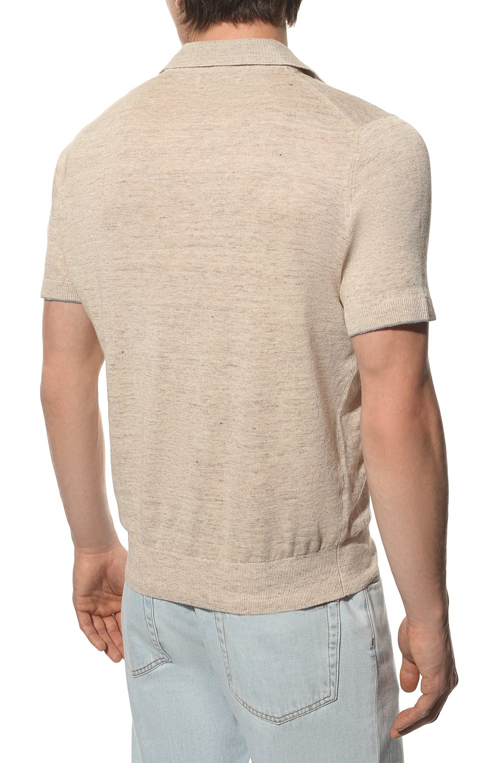 Поло изо льна и хлопка BRUNELLO CUCINELLI бежевого цвета по цене 99500 руб., арт. 221M2L00325, фото 4 Поло изо льна и хлопка BRUNELLO CUCINELLI, арт. 221M2L00325, фото 4