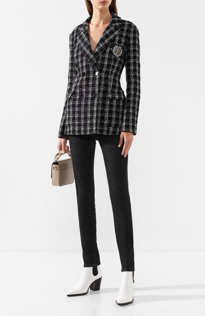 Двубортный жакет MSGM черно-белого цвета по цене 57650 руб., арт. 2741MDG07X 195624, фото 2 Двубортный жакет MSGM, арт. 2741MDG07X 195624, фото 2