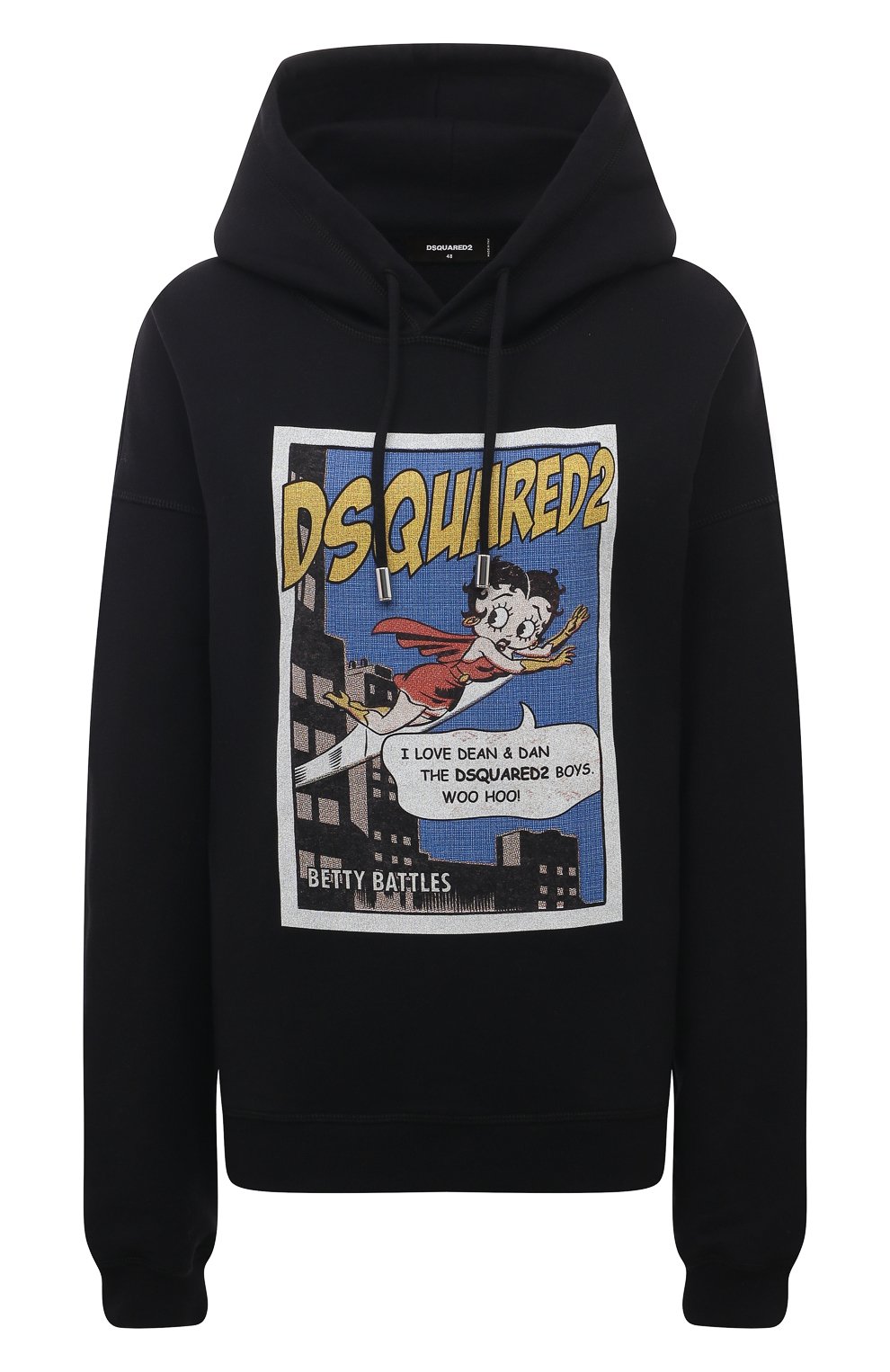 Хлопковое худи DSQUARED2 черного цвета по цене 42350 руб., арт. S75GU0522/S25551, фото 1 Хлопковое худи DSQUARED2, арт. S75GU0522/S25551, фото 1