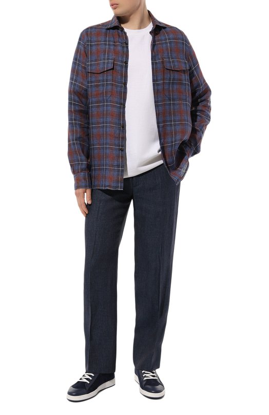 Льняные брюки Corneliani 934L27-9314159 Синий  934L27-9314159 Фото 2