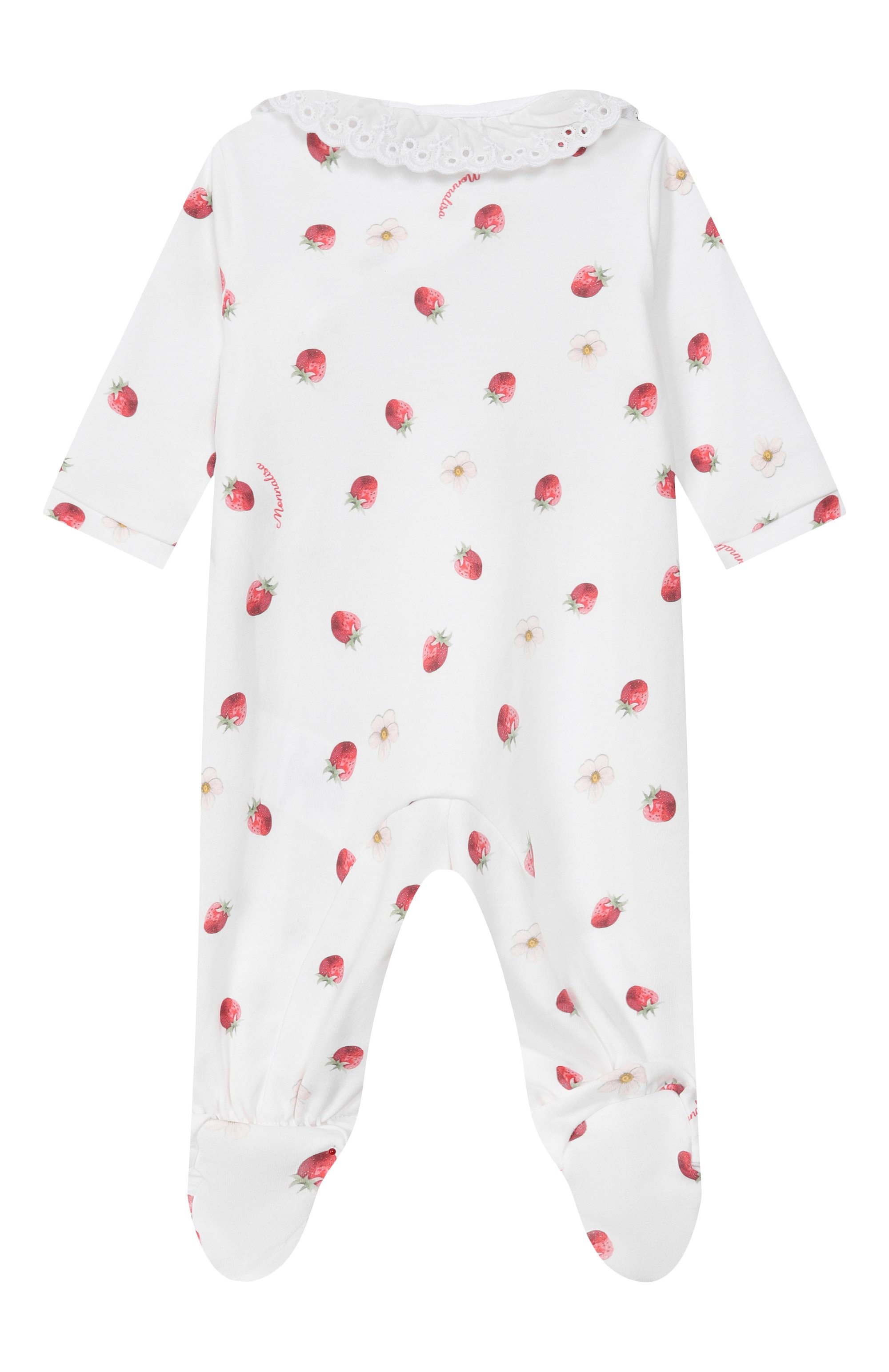 Хлопковый комбинезон MONNALISA белого цвета по цене 14600 руб., арт. 35G208, фото 2 Хлопковый комбинезон MONNALISA, арт. 35G208, фото 2