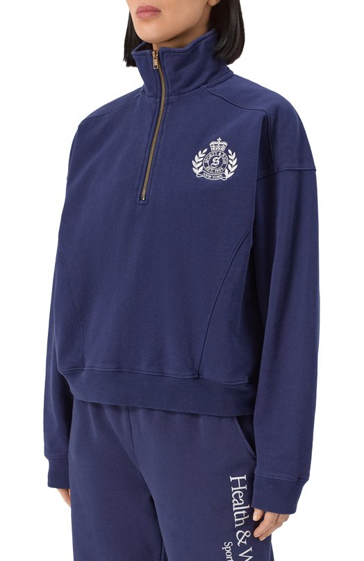 Хлопковый свитшот Sporty and Rich ST073612241BL106 Синий  ST073612241BL106 Фото 3