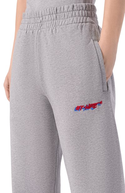 Хлопковые джоггеры OFF-WHITE серого цвета по цене 49950 руб., арт. 0WCH006S26FLE001, фото 5 Хлопковые джоггеры OFF-WHITE, арт. 0WCH006S26FLE001, фото 5