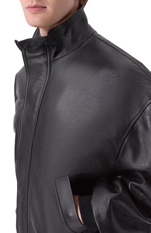 Кожаный бомбер Balenciaga 850010/TSS02 Чёрный  850010/TSS02 Фото 5