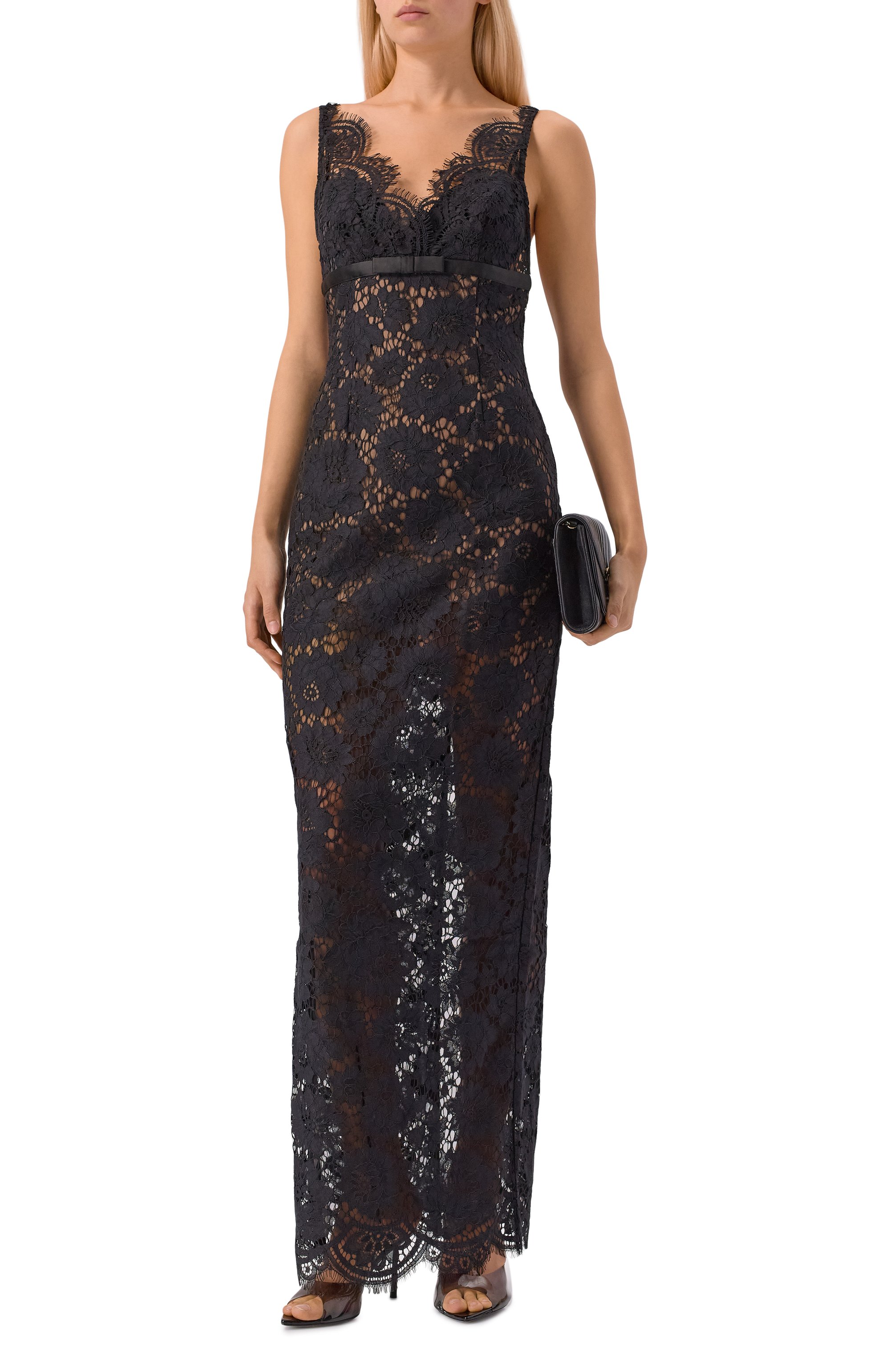 Платье SELF-PORTRAIT черного цвета по цене 92500 руб., арт. AW25096XB, фото 2 Платье SELF-PORTRAIT, арт. AW25096XB, фото 2