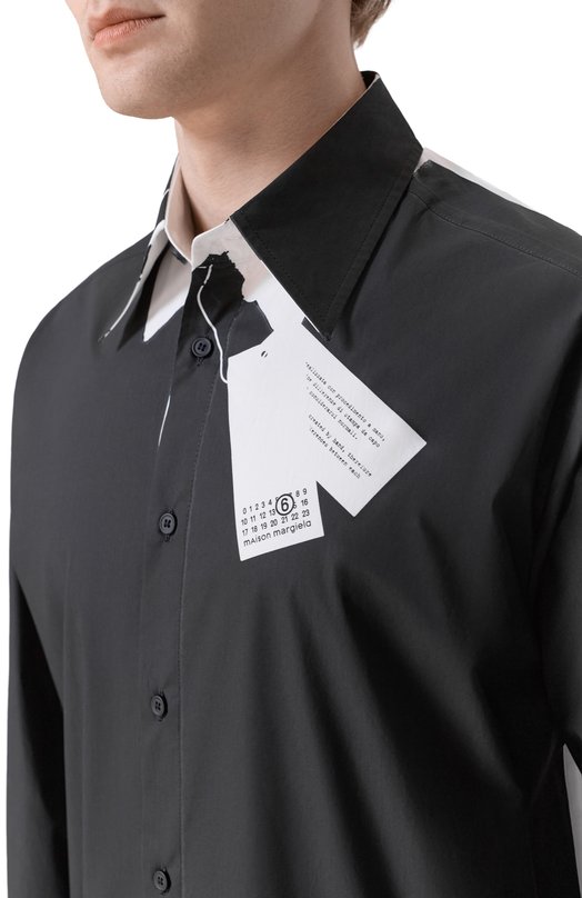 Хлопковая рубашка MM6 SH2DT0028/M35256 Чёрно-белый  SH2DT0028/M35256 Фото 5