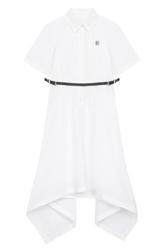 Детское хлопковое платье-рубашка GIVENCHY белого цвета, арт. H30780 | Фото 1 (Рукава: Короткие; Материал внешний: Хлопок; Девочки Кросс-КТ: Платье-одежда; Случай: Повседневный; Ростовка одежда: 7 лет | 122 см, 8 лет | 128 см, 12 лет | 152 см, 13 - 15 лет | 158 см)