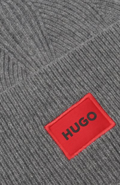 Шерстяная шапка HUGO серого цвета по цене 8295 руб., арт. 50496011, фото 3 Шерстяная шапка HUGO, арт. 50496011, фото 3