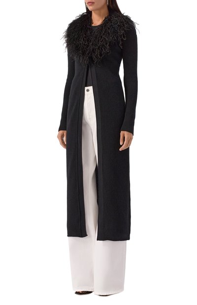 Шерстяной кардиган с отделкой перьями BLUMARINE, арт. 2M608A, фото 3