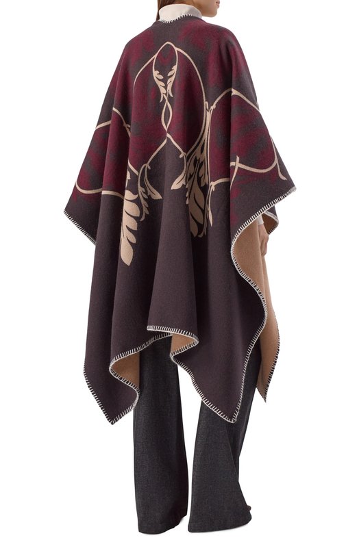 Шерстяная накидка Elie Saab 710009722F25/N/A Коричневый  710009722F25/N/A Фото 4