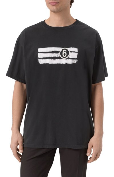 Хлопковая футболка MM6 черного цвета по цене 30950 руб., арт. SH2GC0023/M20115, фото 3 Хлопковая футболка MM6, арт. SH2GC0023/M20115, фото 3