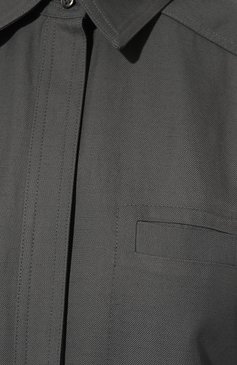 Женская рубашка из вискозы и льна LOULOU STUDIO серого цвета, арт. M0HELI | Фото 5 (Принт: Без принта; Женское Кросс-КТ: Рубашка-одежда; Длина (для топов): Удлиненные; Материал сплава: Проставлено; Материал внешний: Вискоза; Драгоценные камни: Проставлено; Рукава: 3/4; Стили: Кэжуэл)