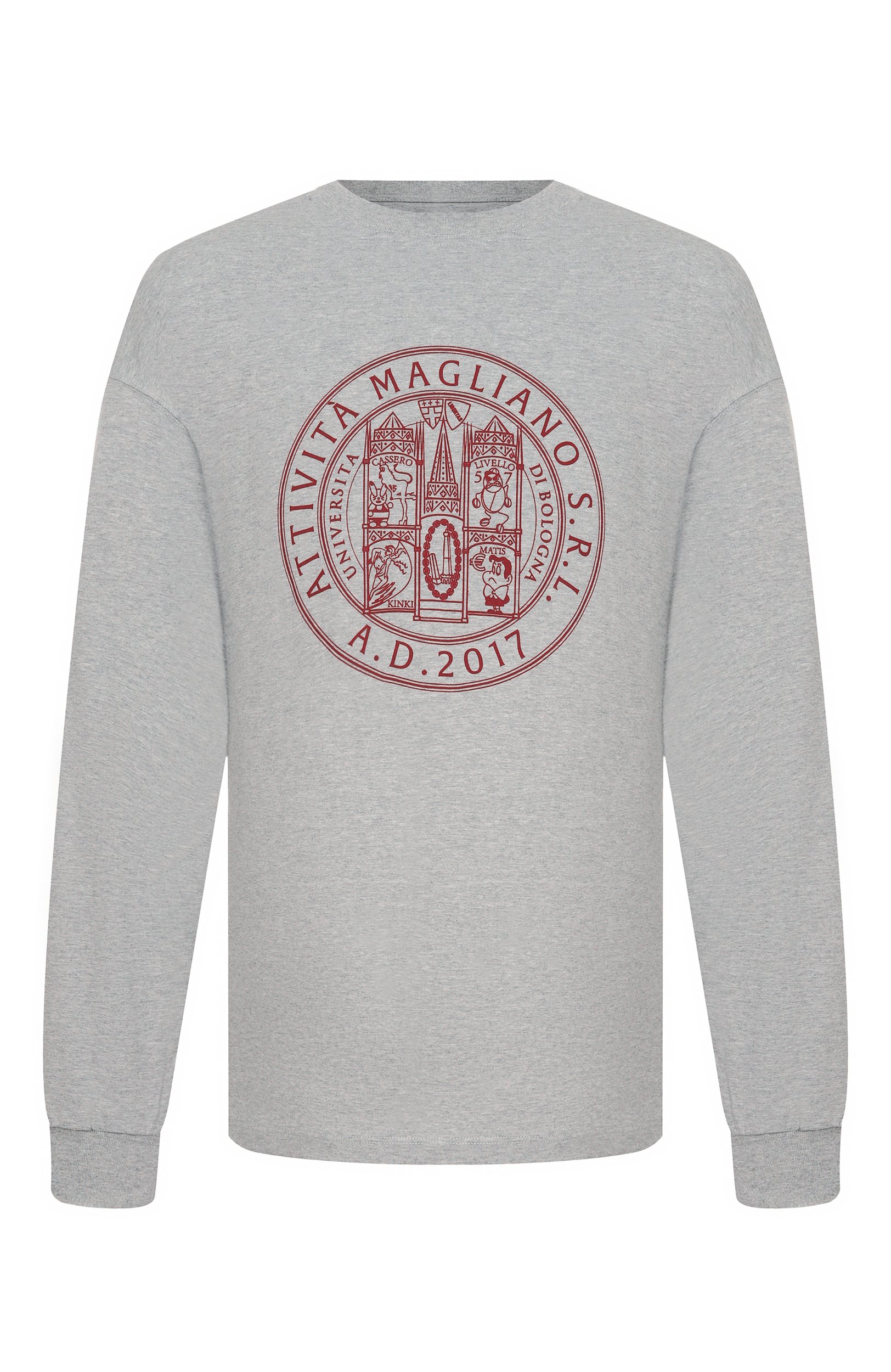 Хлопковый лонгслив MAGLIANO серого цвета по цене 36450 руб., арт. MGFW26TT07012, фото 1 Хлопковый лонгслив MAGLIANO, арт. MGFW26TT07012, фото 1