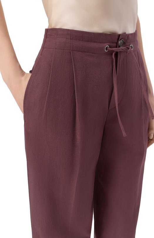 Брюки из хлопка и льна Brunello Cucinelli ML118P9217 Фиолетовый  ML118P9217 Фото 5