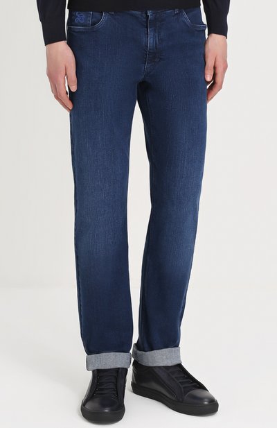 Джинсы прямого кроя с отделкой из кожи крокодила ZILLI, арт. 6130032002, фото 3