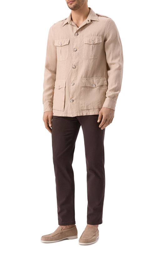 Льняная куртка-рубашка 120% Lino 32ALIM89RH/0253/000 Бежевый  32ALIM89RH/0253/000 Фото 2