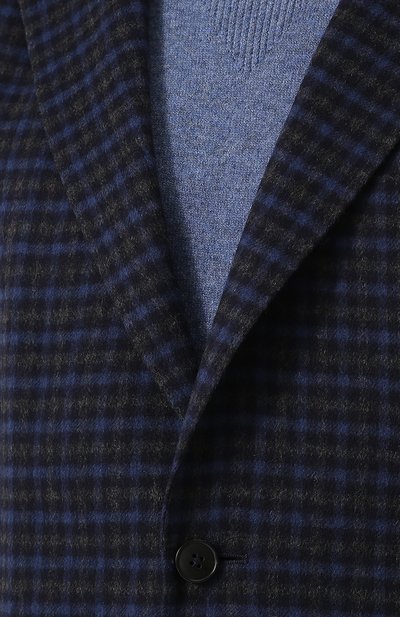 Однобортный шерстяной пиджак в клетку ZEGNA темно-синего цвета по цене 109500 руб., арт. 450712/1DS8G0, фото 5 Однобортный шерстяной пиджак в клетку ZEGNA, арт. 450712/1DS8G0, фото 5
