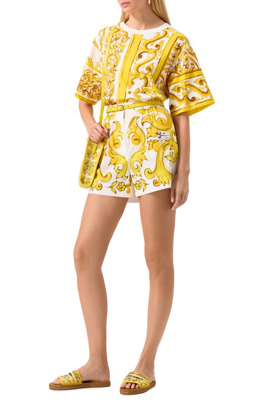 Хлопковая футболка Dolce & Gabbana F8U74T/II7EP Жёлтый  F8U74T/II7EP Фото 2