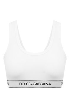 Женский хлопковый бра-топ DOLCE & GABBANA белого цвета, арт. 01B30T/FUEEY | Фото 1 (Материал внешний: Хлопок; Длина (для топов): Укороченные; Драгоценные камни: Проставлено; Нос: Не проставлено; Материал сплава: Проставлено; Рукава: На бретелях)