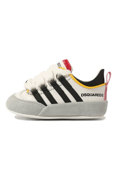 Кожаные пинетки DSQUARED2 белого цвета по цене 17550 руб., арт. 70680 VAR.2, фото 2 Кожаные пинетки DSQUARED2, арт. 70680 VAR.2, фото 2