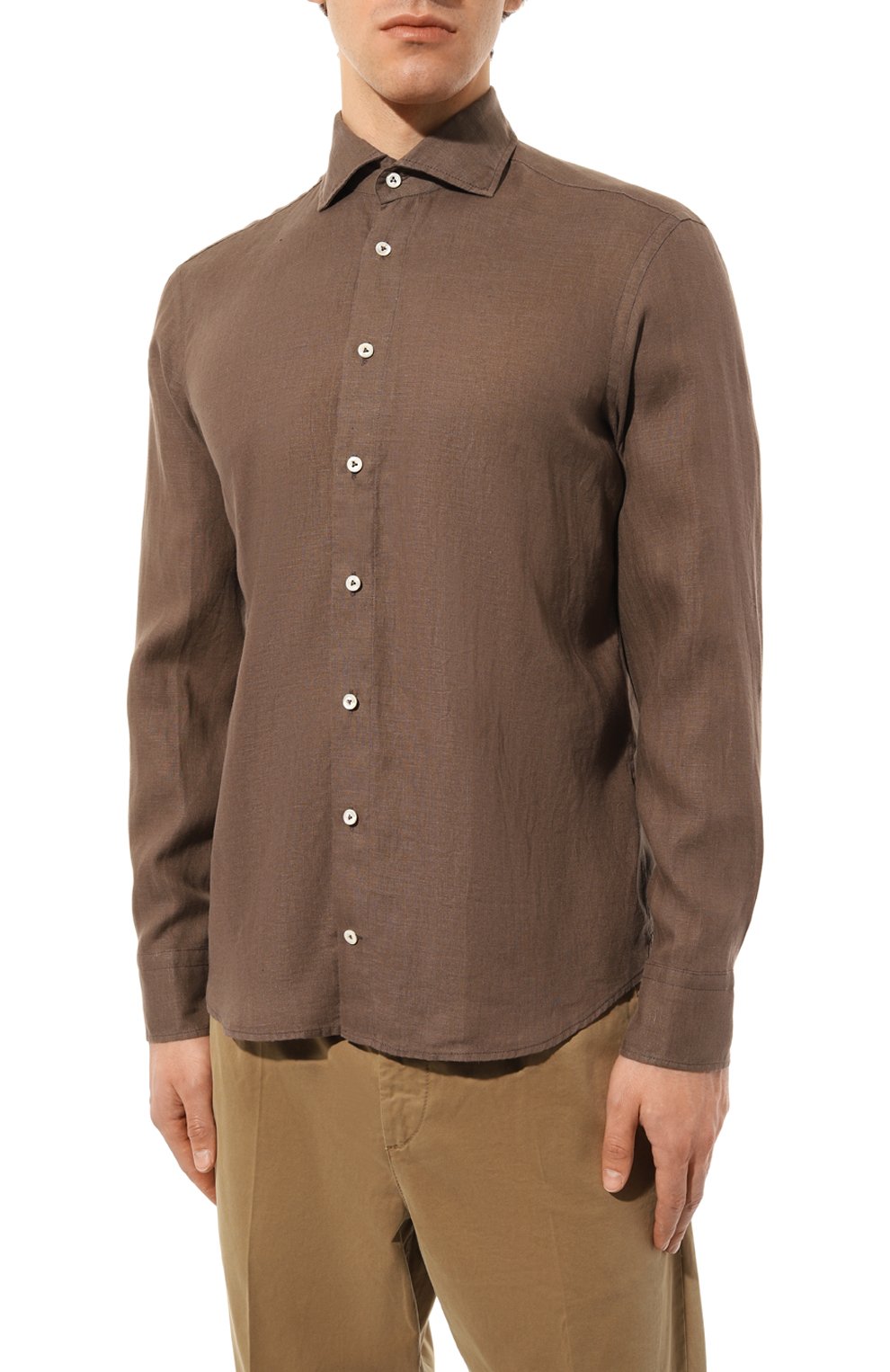 Льняная рубашка VAN LAACK темно-бежевого цвета по цене 24150 руб., арт. RIVARA-TFWK/150555, фото 3 Льняная рубашка VAN LAACK, арт. RIVARA-TFWK/150555, фото 3