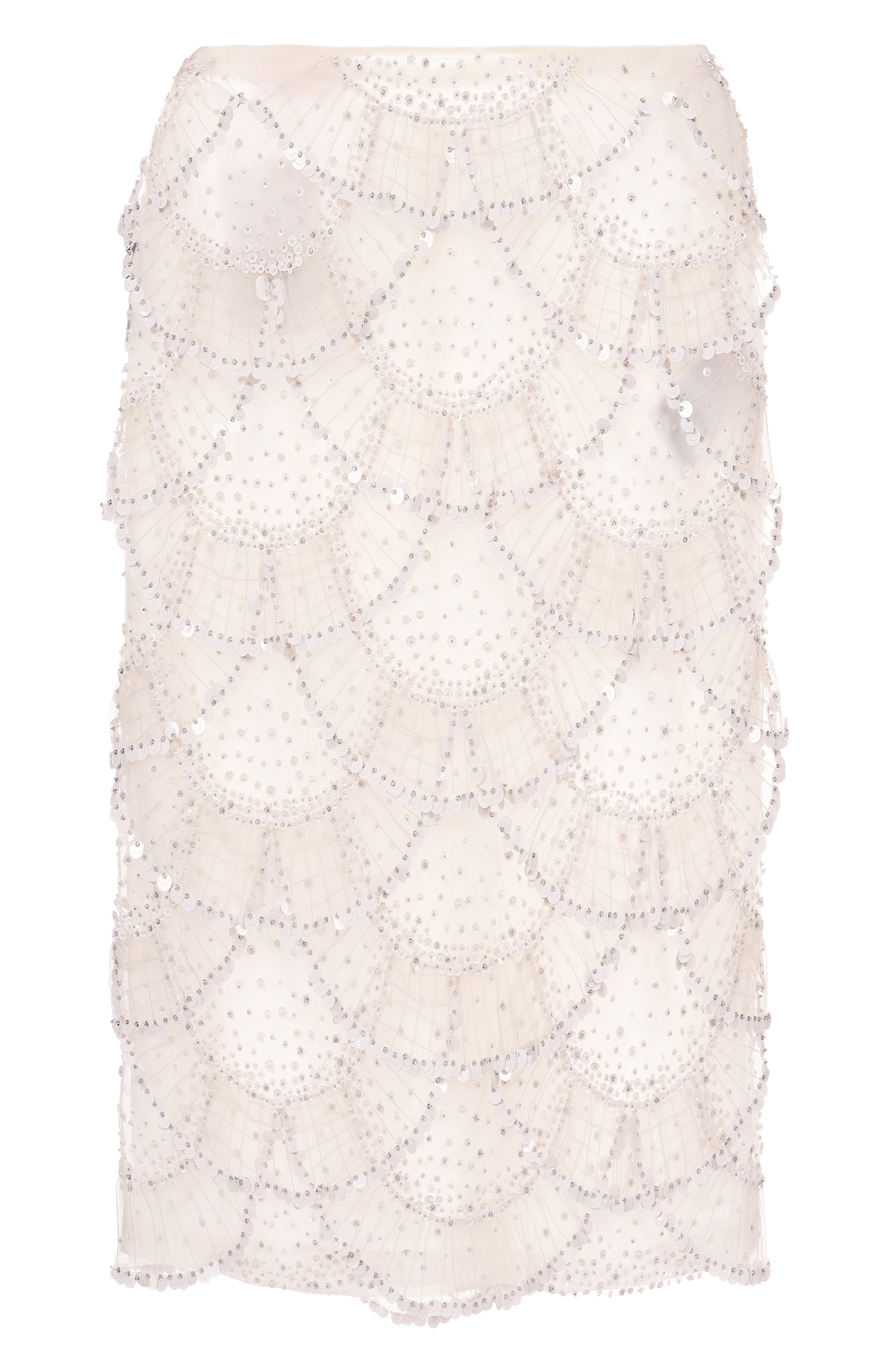 Юбка с отделкой пайетками VALENTINO белого цвета по цене 1175000 руб., арт. 5B3RABE51ED, фото 1 Юбка с отделкой пайетками VALENTINO, арт. 5B3RABE51ED, фото 1
