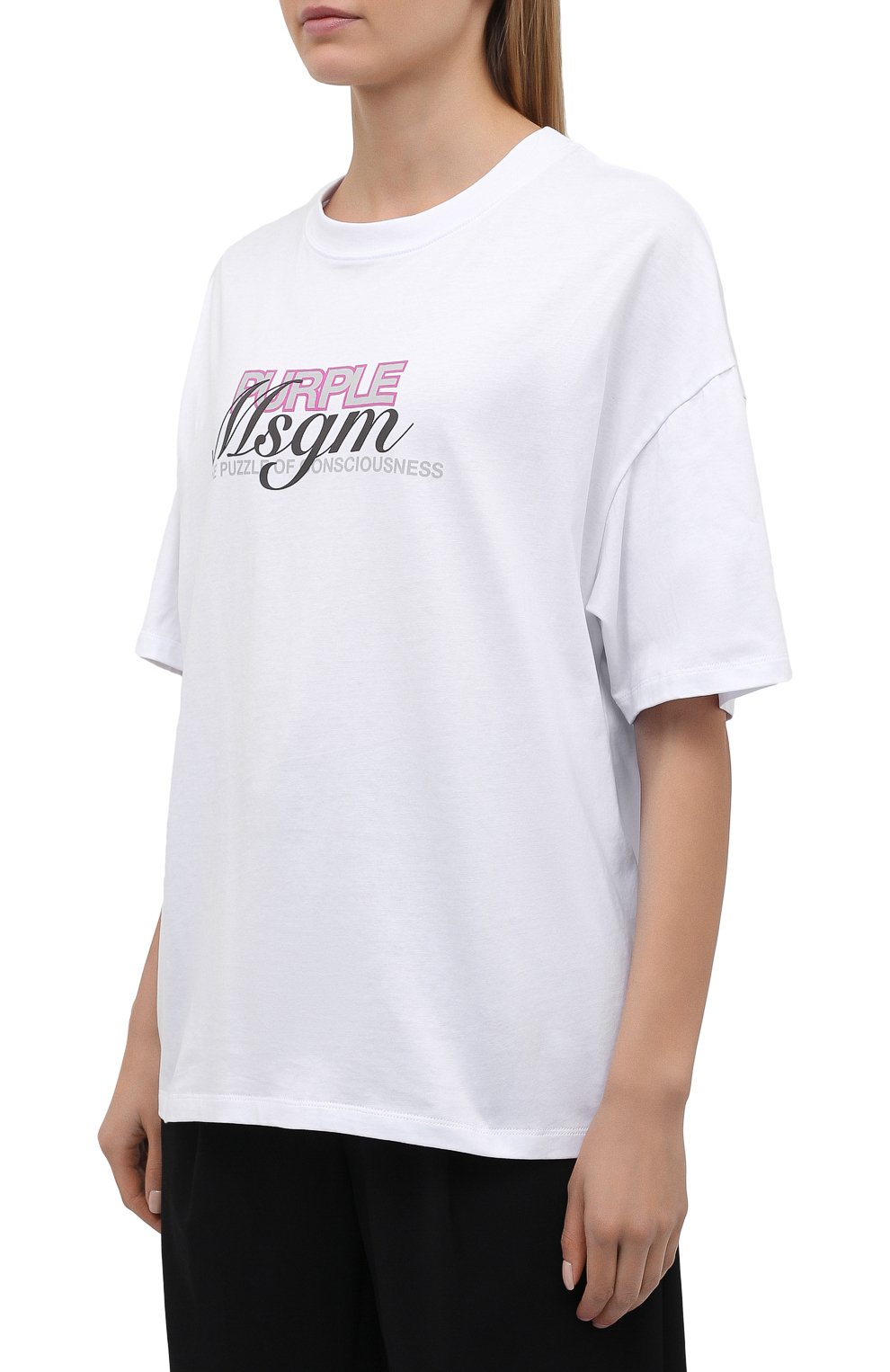 Хлопковая футболка MSGM белого цвета по цене 15600 руб., арт. 3042MDM205 217498, фото 3 Хлопковая футболка MSGM, арт. 3042MDM205 217498, фото 3