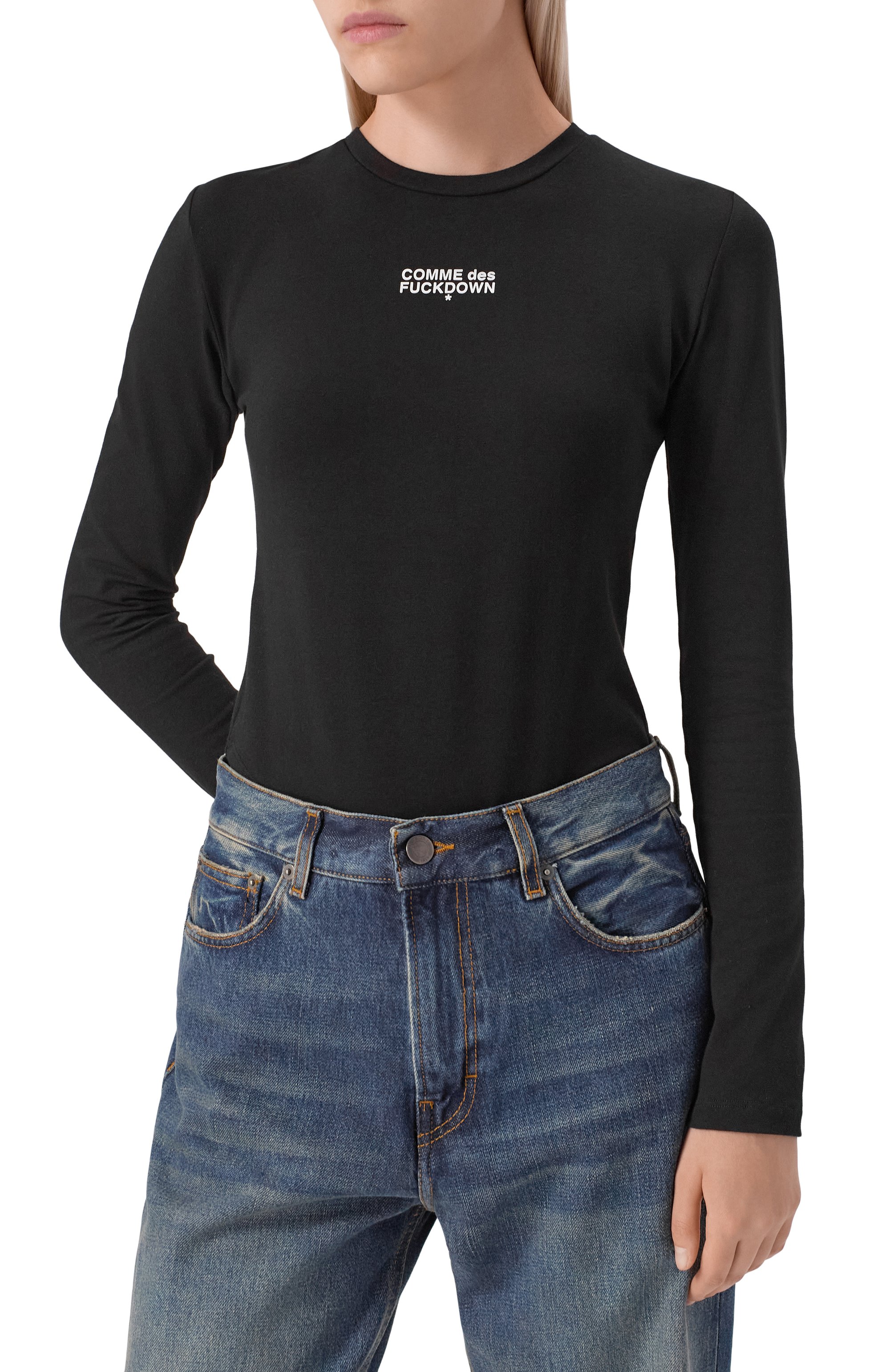 Хлопковое боди COMME DES FUCKDOWN черного цвета по цене 6725 руб., арт. CFABW01383, фото 3 Хлопковое боди COMME DES FUCKDOWN, арт. CFABW01383, фото 3