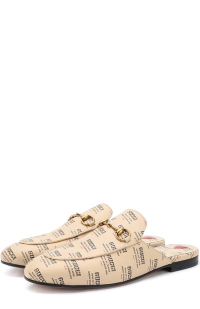 Кожаные сабо princetown с принтом GUCCI, арт. 505511/0PI00, фото 1