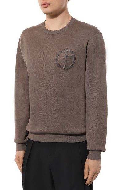 Джемпер изо льна и шелка GIORGIO ARMANI коричневого цвета по цене 87550 руб., арт. 3DSMB2/SMB2Z, фото 3 Джемпер изо льна и шелка GIORGIO ARMANI, арт. 3DSMB2/SMB2Z, фото 3