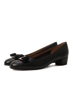 Женские кожаные туфли vara FERRAGAMO черного цвета, арт. 01G324/765658 | Фото 1 (Материал внешний: Натуральная кожа; Материал сплава: Проставлено; Драгоценные камни: Проставлено; Материал внутренний: Натуральная кожа; Каблук высота: Низкий; Подошва: Плоская; Каблук тип: Устойчивый)