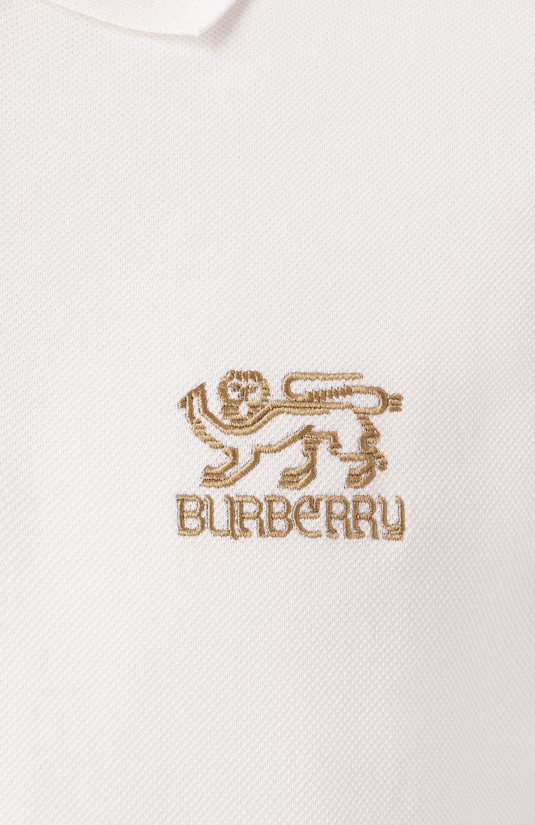 Мужское хлопковое поло BURBERRY белого цвета, арт. 8104858 | Фото 6 (Рукава: Короткие; Длина (для топов): Стандартные; Принт: Без принта; Застежка: Пуговицы; Стили: Кэжуэл; Материал внешний: Хлопок; Мужское Кросс-КТ: Футболка-одежда; Автоматизация состава: Проставлено; Автоматизация ТО: Проставлено; Детали: Без декора)