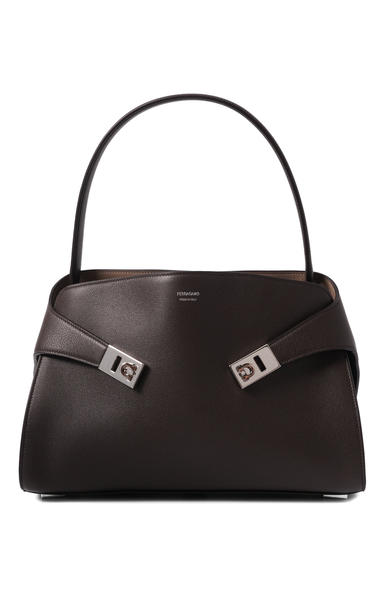 Сумка hug FERRAGAMO темно-коричневого цвета по цене 348500 руб., арт. 219816/795204, фото 1 Сумка hug FERRAGAMO, арт. 219816/795204, фото 1