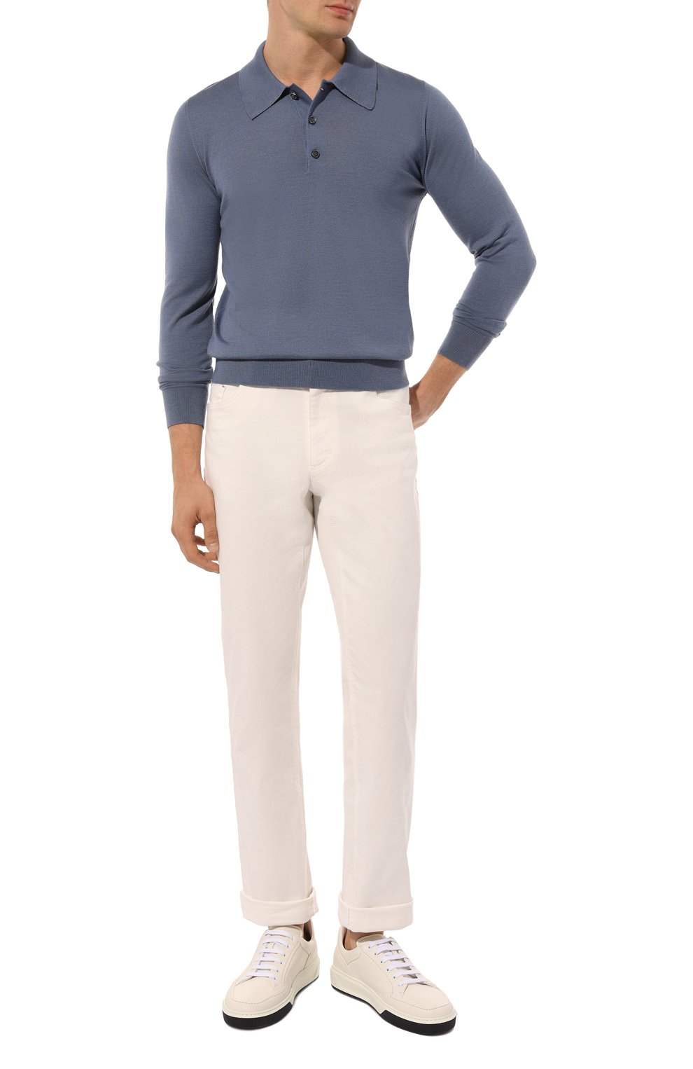 Поло из кашемира и шелка BRIONI тёмно-голубого цвета по цене 174500 руб., арт. UMR30LP1K82, фото 2 Поло из кашемира и шелка BRIONI, арт. UMR30LP1K82, фото 2