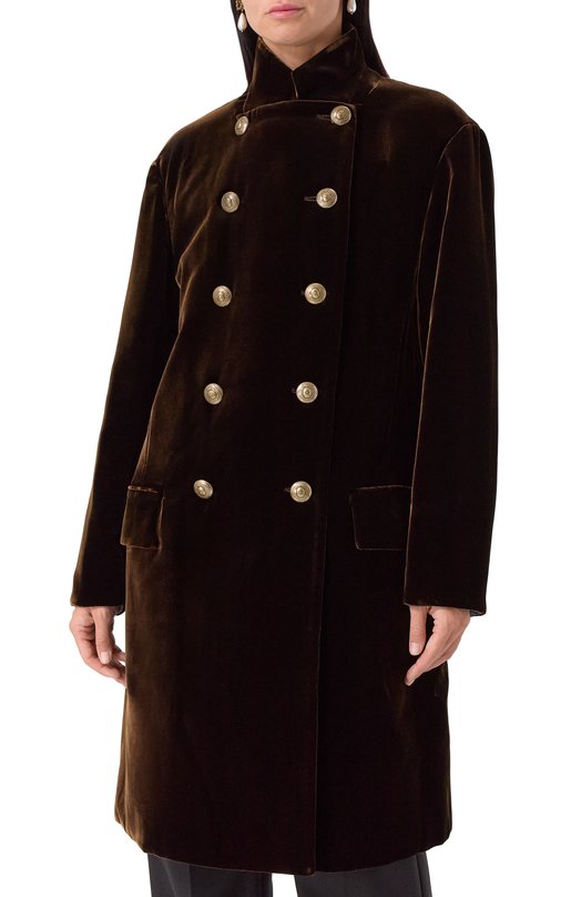 Бархатное пальто Giorgio Armani GW001897/TE10831 Коричневый  GW001897/TE10831 Фото 3