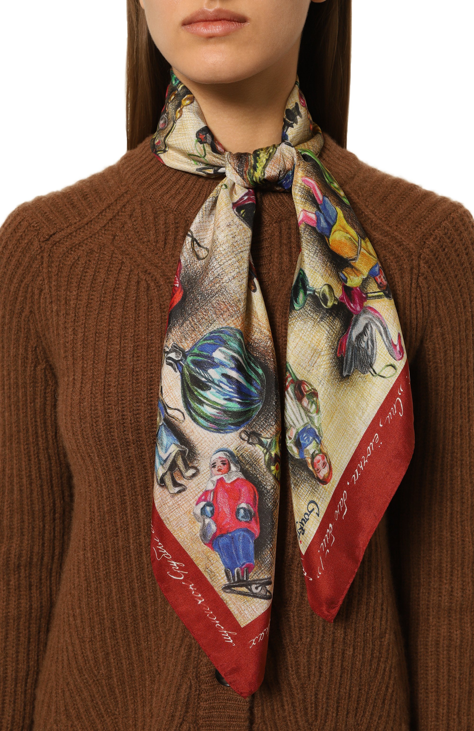 Шелковый платок новогодние игрушки GOURJI, арт. 91145437/6251172, фото 2