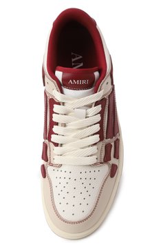 Мужские кожаные кеды varsity skel top AMIRI кремового цвета, арт. AMF0SR1077 | Фото 6 (Материал внешний: Натуральная кожа; Материал сплава: Проставлено; Драгоценные камни: Проставлено; Материал внутренний: Текстиль; Подошва: Массивная; Кросс-КТ: Низкие; Стили: Классический; Материал утеплителя: Без утеплителя)