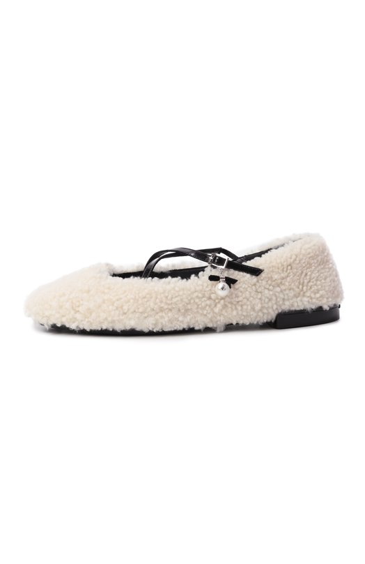 Меховые балетки Eleri из овчины Jimmy Choo ELERI BALLERINA/S/QKA Кремовый  ELERI BALLERINA/S/QKA Фото 4