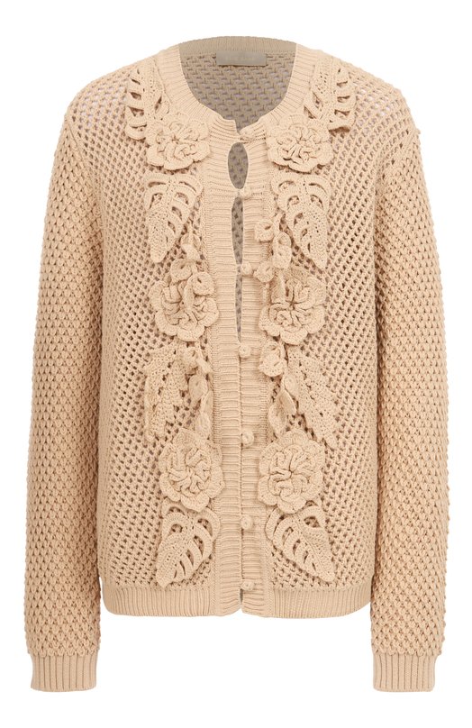 Хлопковый кардиган Elie Saab J0125ES25 Бежевый J0125ES25