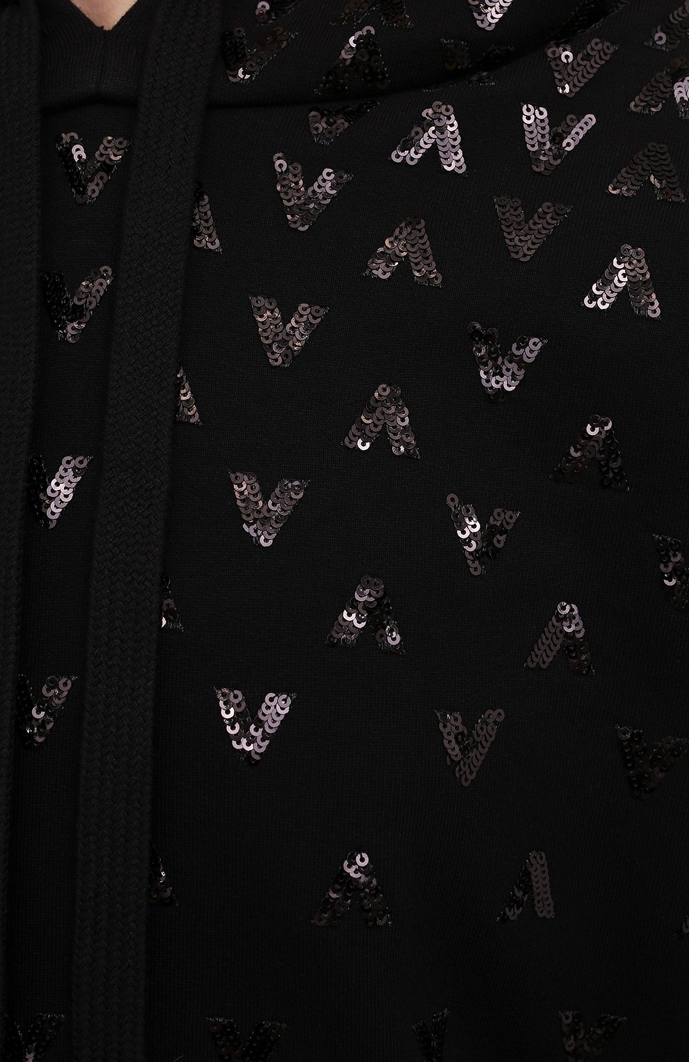 Хлопковое худи с пайетками VALENTINO черного цвета по цене 268000 руб., арт. WB3MF11E6HH, фото 5 Хлопковое худи с пайетками VALENTINO, арт. WB3MF11E6HH, фото 5