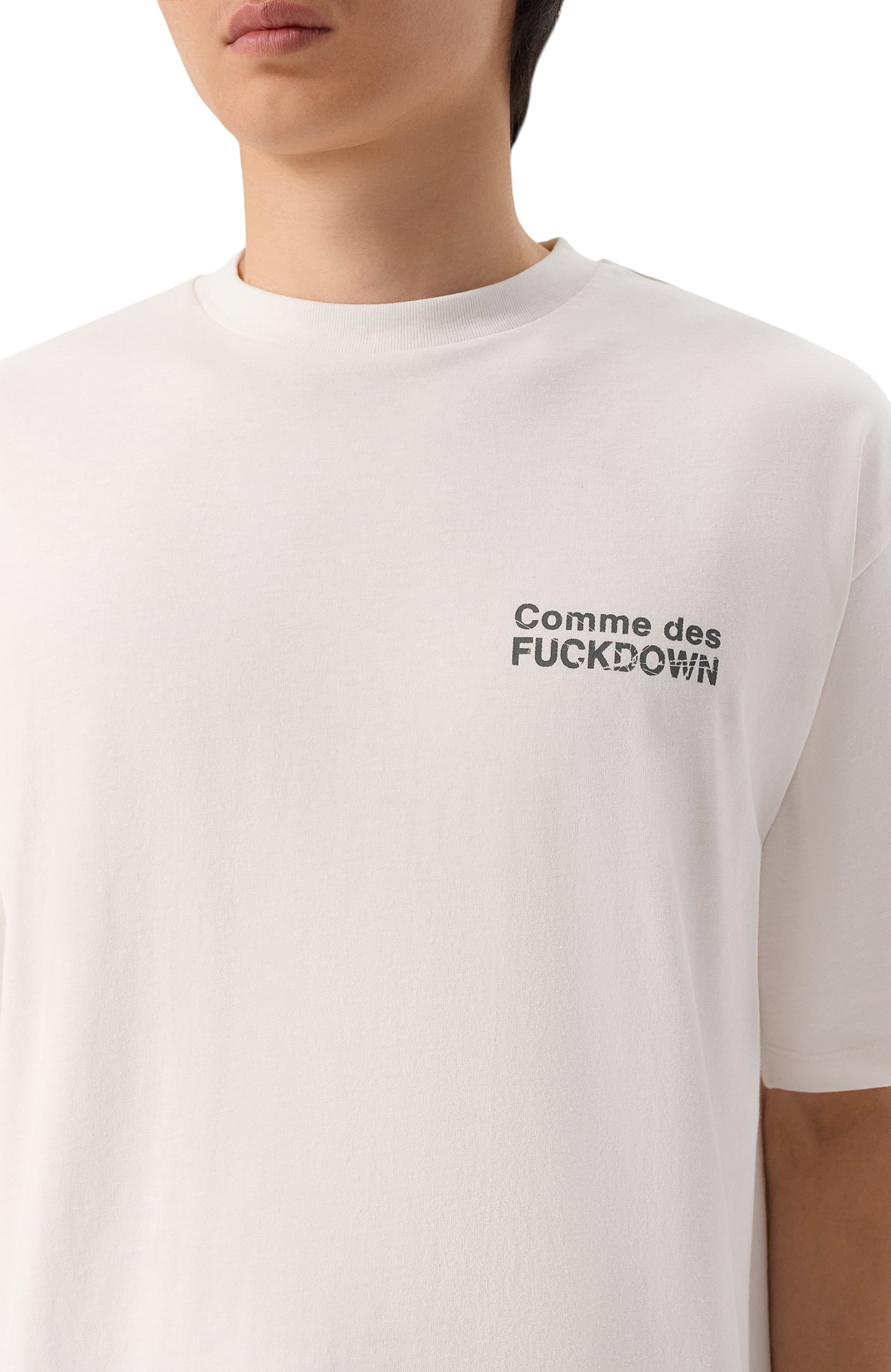 Хлопковая футболка COMME DES FUCKDOWN белого цвета по цене 6995 руб., арт. CFABU00042, фото 5 Хлопковая футболка COMME DES FUCKDOWN, арт. CFABU00042, фото 5