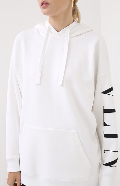 Хлопковое худи VALENTINO белого цвета по цене 108000 руб., арт. UB3MF06G5M7, фото 3 Хлопковое худи VALENTINO, арт. UB3MF06G5M7, фото 3