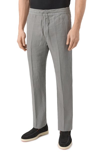 Льняные брюки 120% LINO серого цвета по цене 28800 руб., арт. 32ALIM299M/0253/000, фото 3 Льняные брюки 120% LINO, арт. 32ALIM299M/0253/000, фото 3