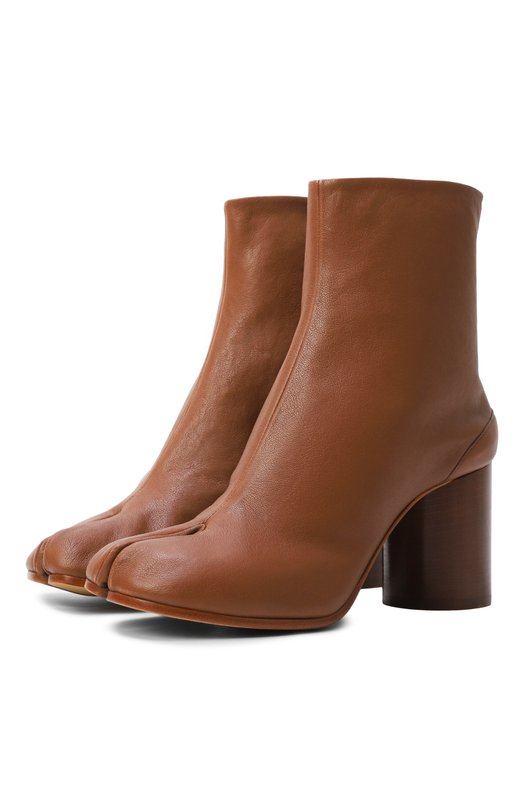 Кожаные ботильоны Tabi Maison Margiela S58WU0260/P3753 Коричневый S58WU0260/P3753