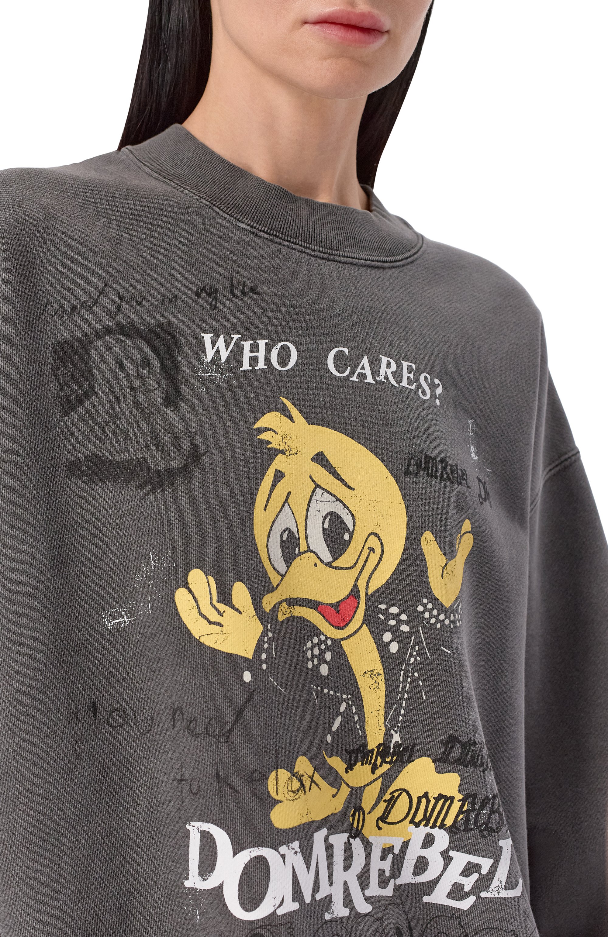 Хлопковый свитшот DOMREBEL серого цвета по цене 39900 руб., арт. WH0 CARES/SWEATSHIRT, фото 5 Хлопковый свитшот DOMREBEL, арт. WH0 CARES/SWEATSHIRT, фото 5